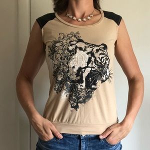 BONGO Tiger Tee! Glitter & Pleather Sleeves RAWR